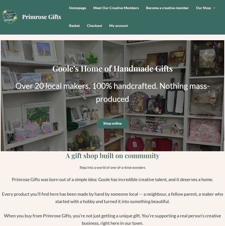 Primrose Gifts website — built by Goole Digital